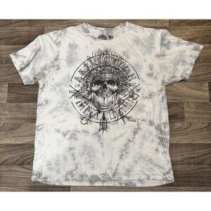 Vintage Affliction Shirt Mens 3XL Gray Y2K Skull Indian Guns Grunge Emo Goth Tee